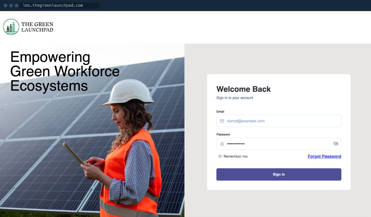 The Green Launchpad learning platform sign-in page